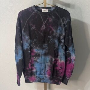 The Nu Vintage- Tie-Dye Crewneck Sweater - Black, Blue, Pink- Small-NEW